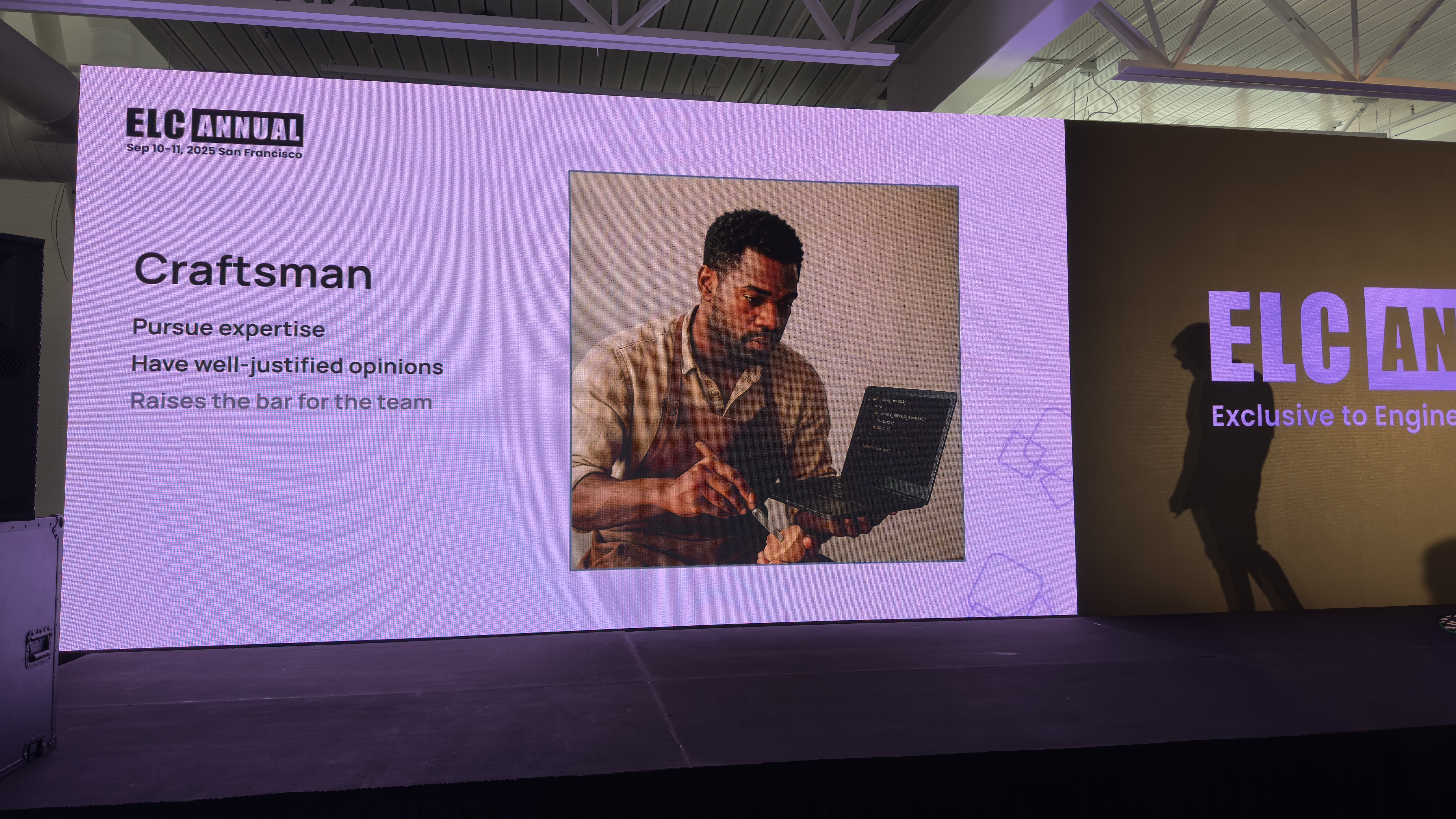 Engineering Leadership Conference craftsperson slide and stage photo