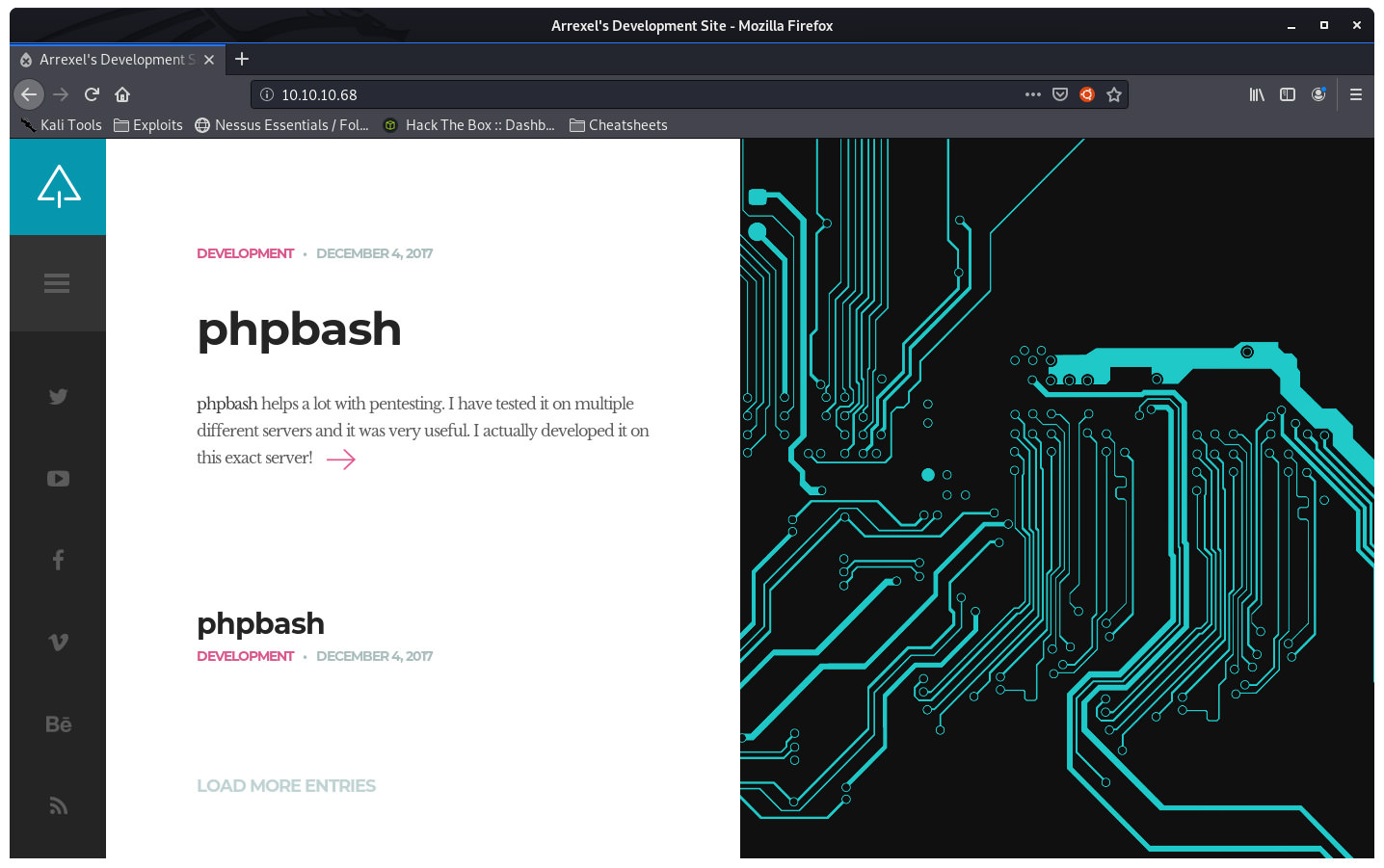 hackthebox bashed phpbash homepage